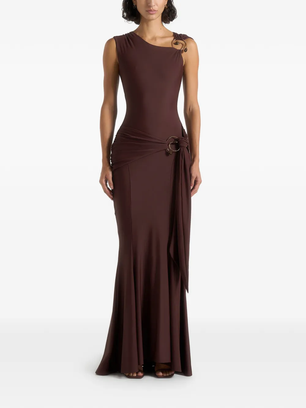 Manière De Voir Rania asymmetric draped maxi dress - Marrone