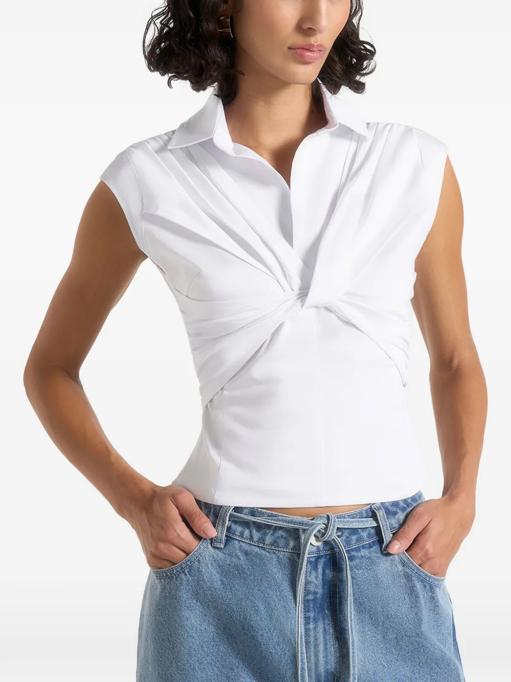 Manière De Voir Yvette twist-front sleeveless top - Bianco