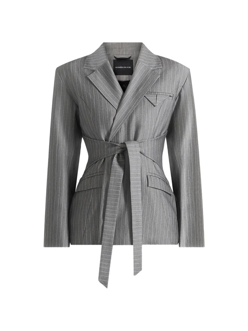 Manière De Voir Delphine pinstripe wrap-tie blazer - Grigio