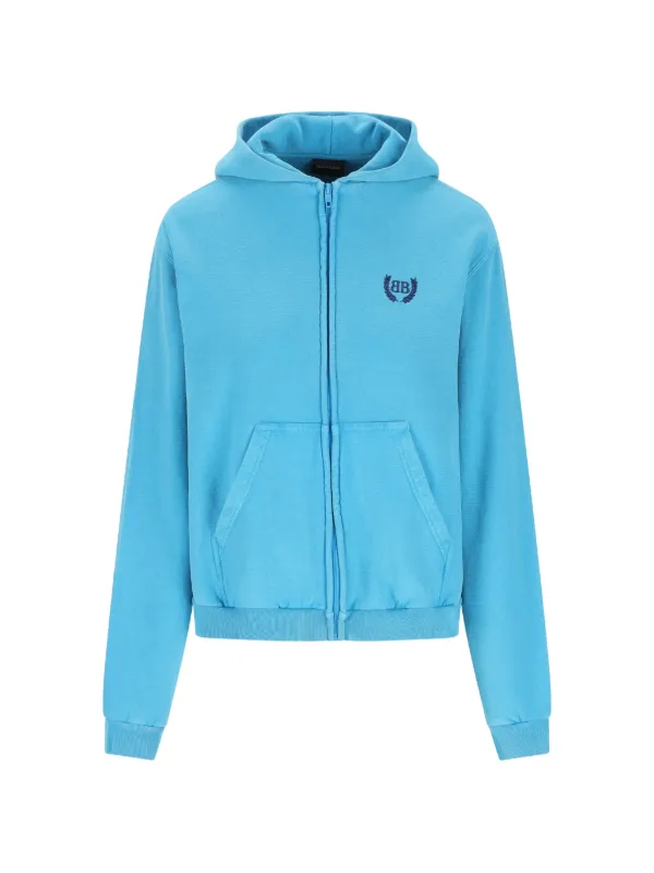 Balenciaga Laurel Classic Zip-up Hoodie Regular Fit in Blue
