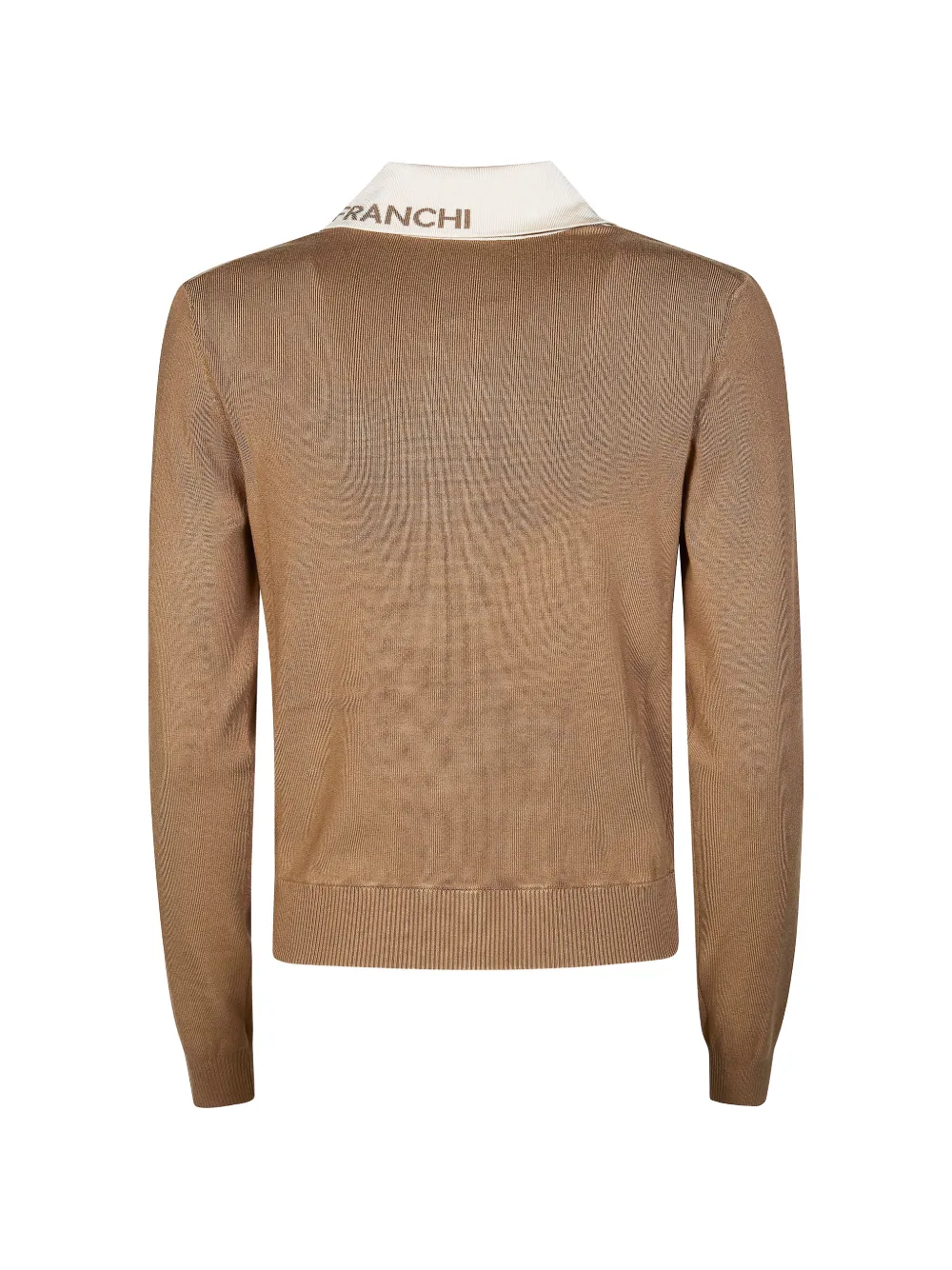 Elisabetta Franchi Gebreid stoffen jack met glanzende viscose banden Bruin
