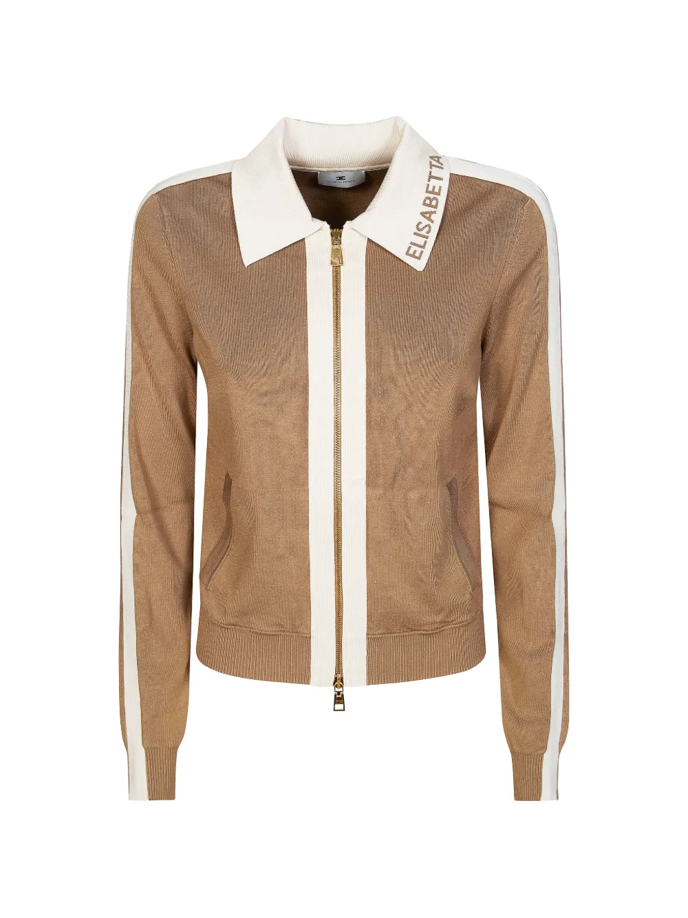 Elisabetta Franchi zip collared cardigan - Marrone