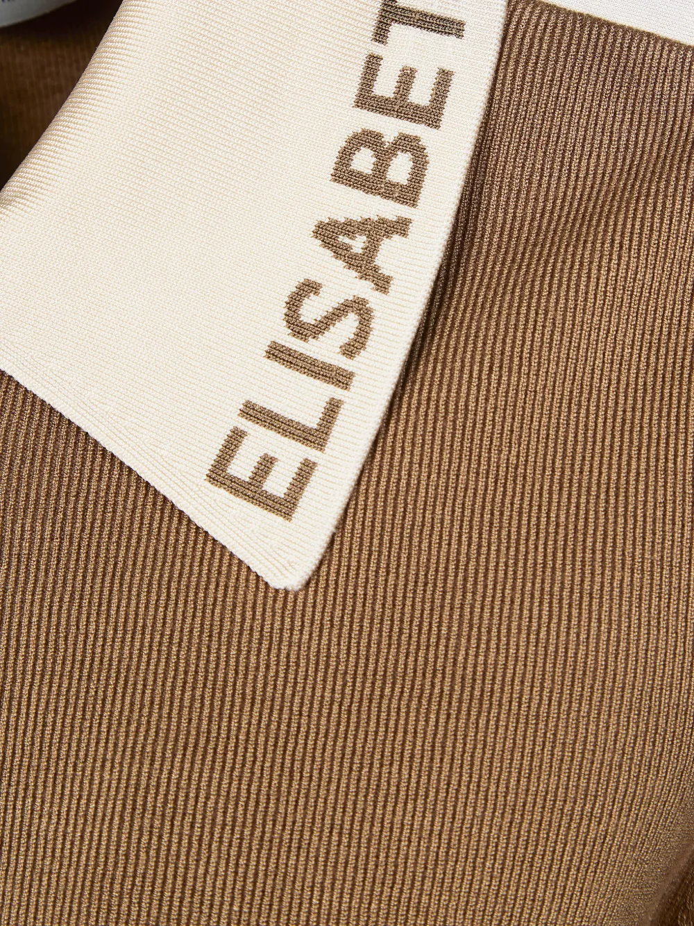 Elisabetta Franchi Gebreid stoffen jack met glanzende viscose banden Bruin
