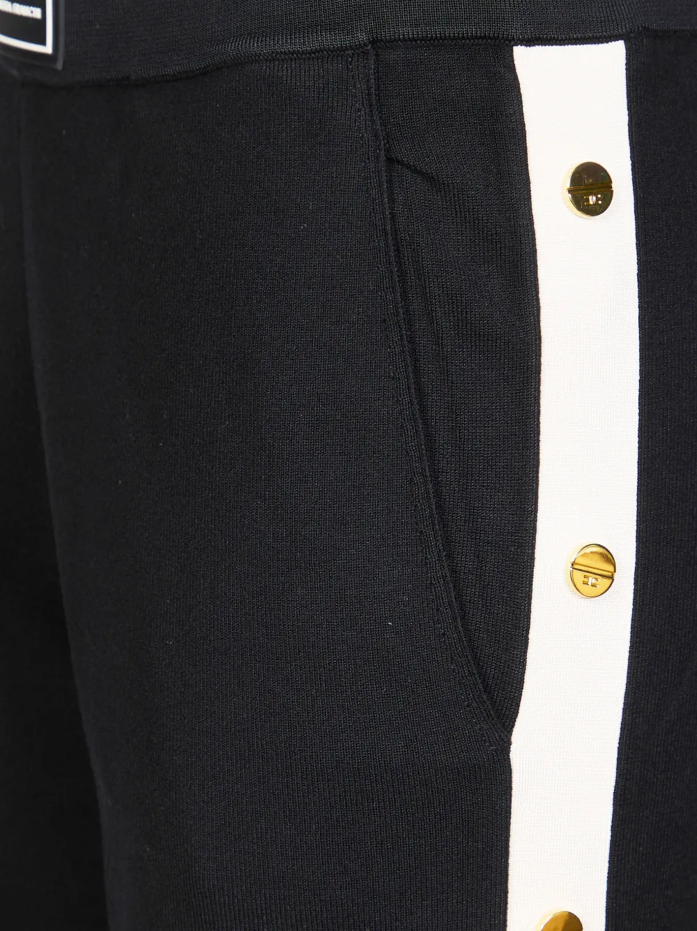 Elisabetta Franchi Gestreepte broek met knopen Zwart