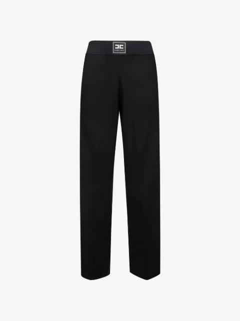 Elisabetta Franchi knit fabric trousers with shiny viscose bands