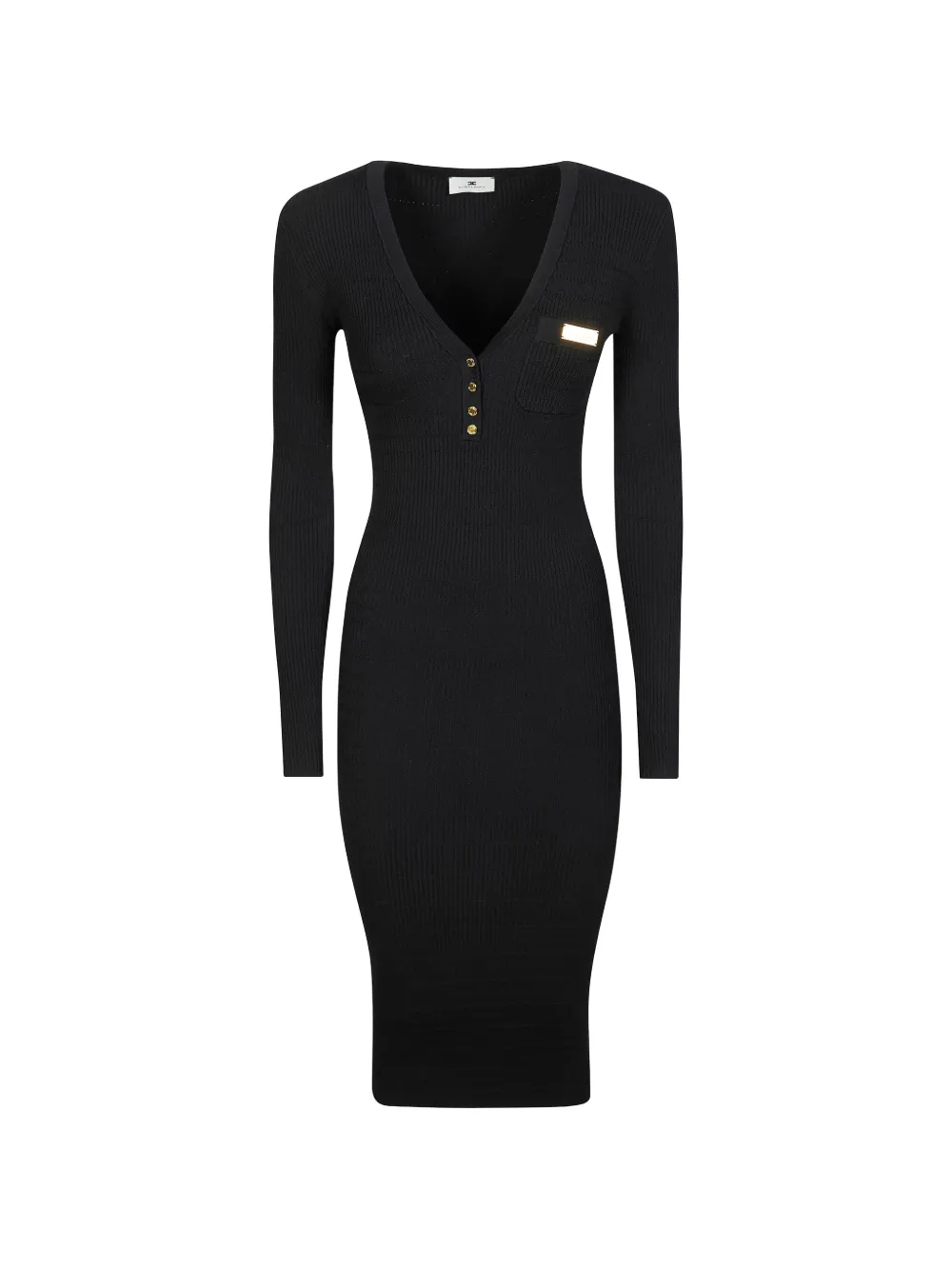 Elisabetta Franchi V-neck button midi dress - Nero