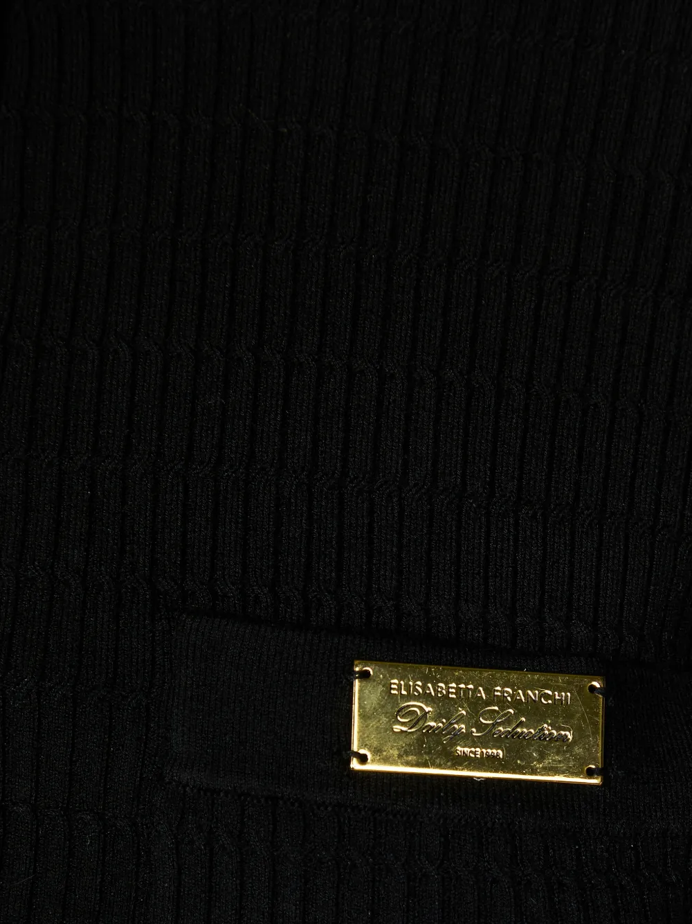  Elisabetta Franchi Button Ribbed Cardigan - Black 