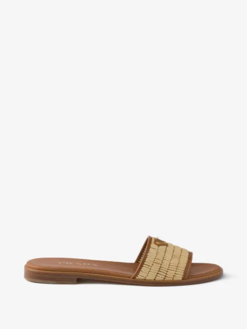 Prada Sandália de couro e crochê