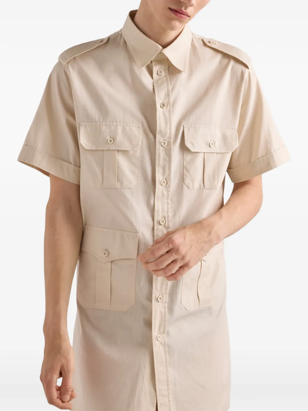 Prada Patch-pocket Short-sleeve Shirt - Neutrals 