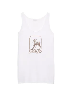 PRADA ホワイト タンクトップ M White Ribbed Knit Jersey Tank Top | PRADA - United States