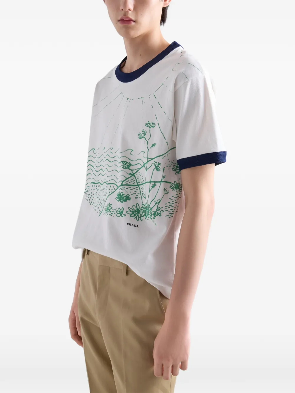 Prada T-shirt Mit Print In White