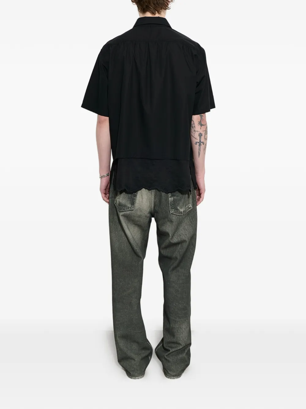OUR LEGACY Shirt met zak van kant Zwart