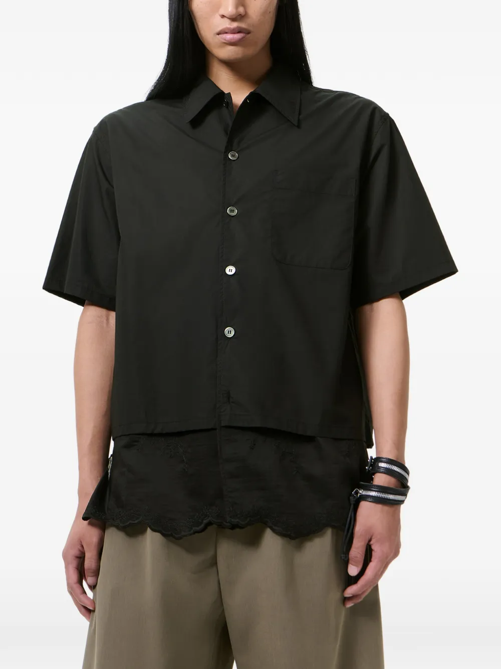 OUR LEGACY Shirt met zak van kant Zwart