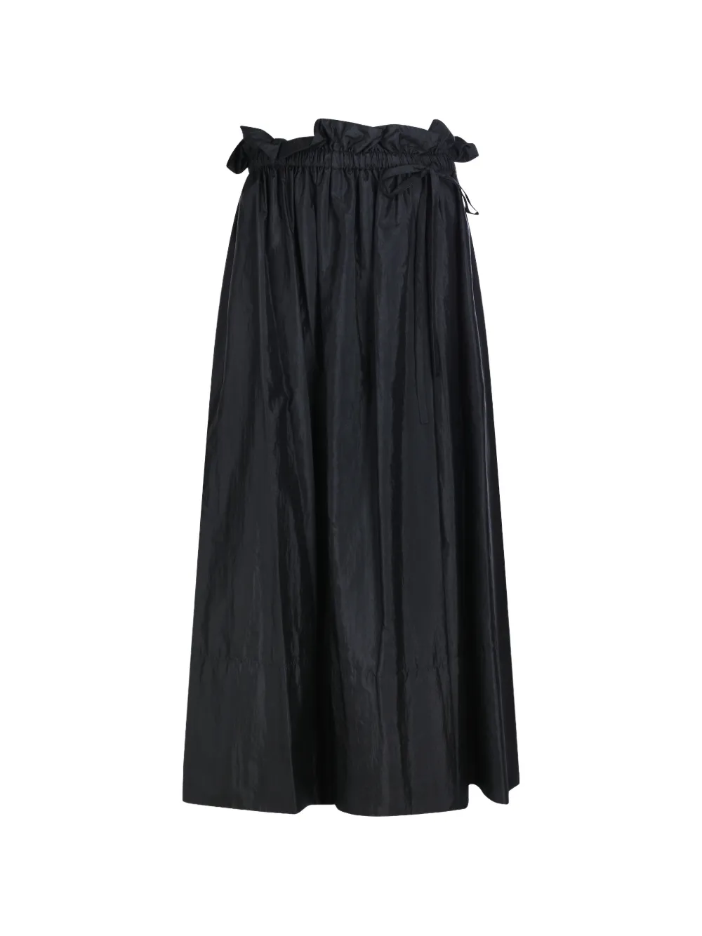 Jil Sander ruffled drawstring midi skirt - Nero