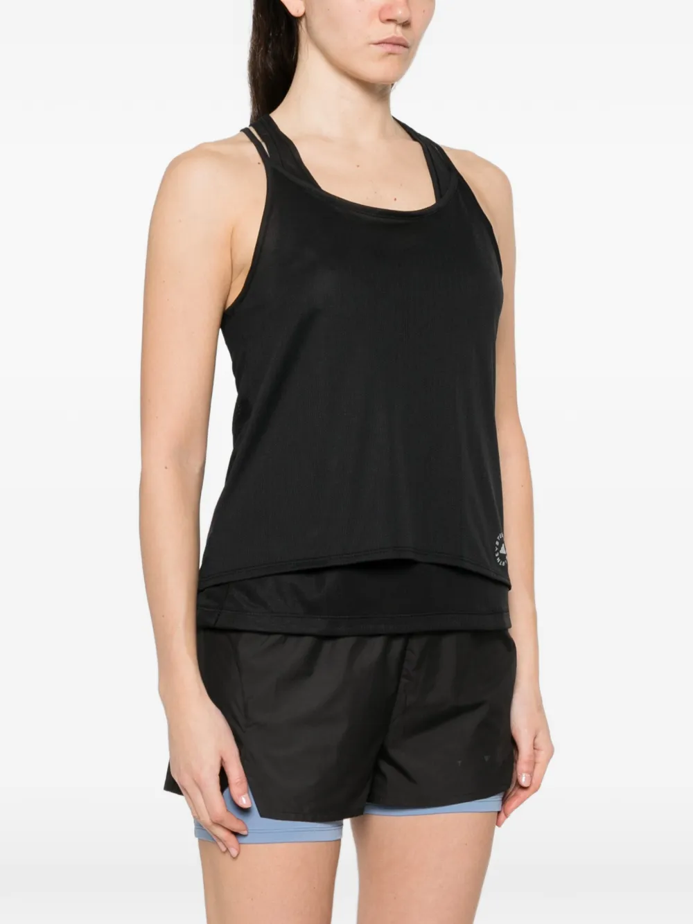 adidas by Stella McCartney Gelaagde tanktop met diepe ronde hals (set van twee) Zwart