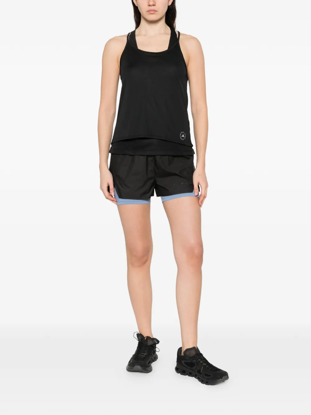 adidas by Stella McCartney Gelaagde tanktop met diepe ronde hals (set van twee) Zwart