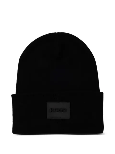 HUGO logo-patch beanie hat