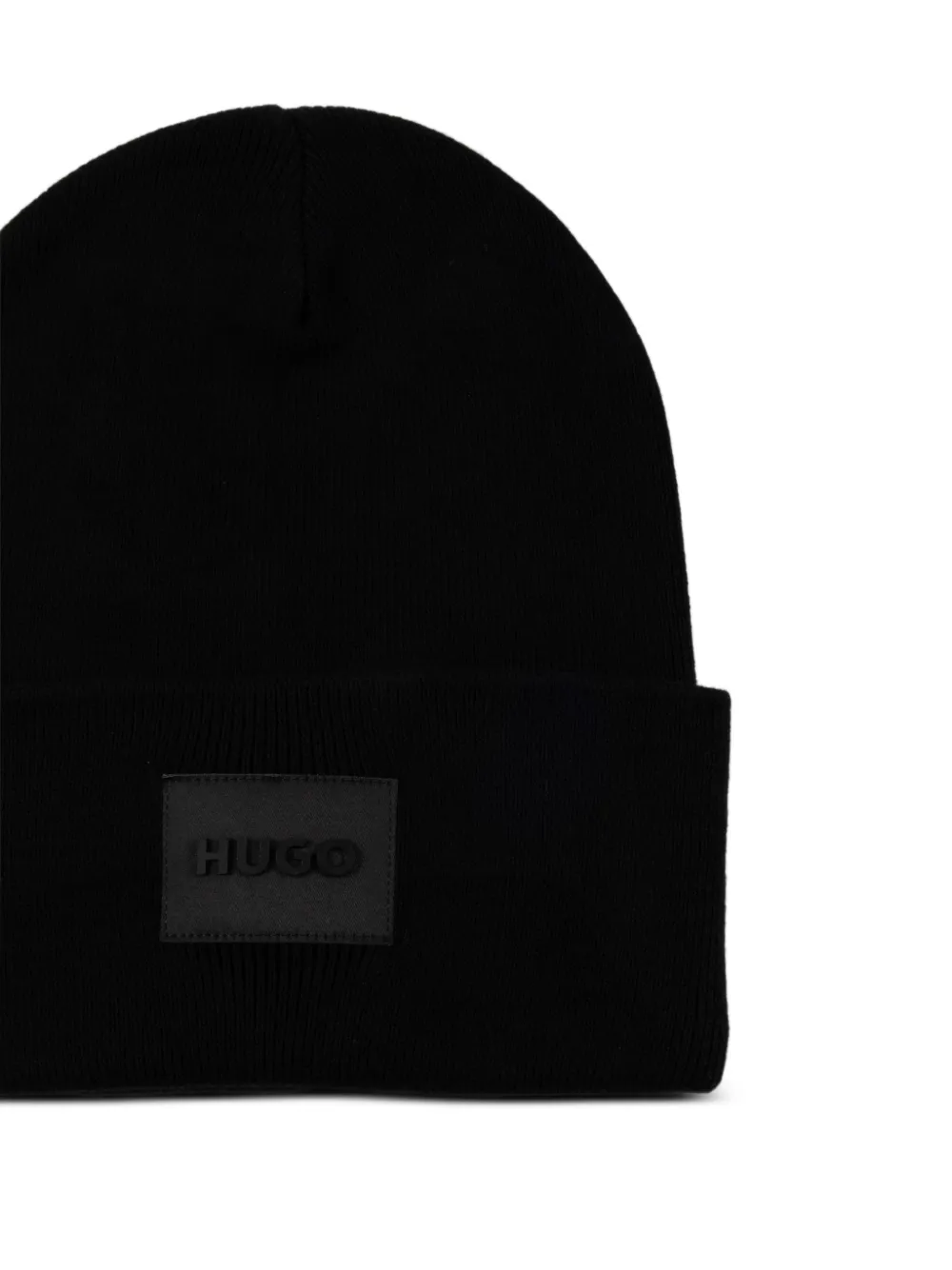  Hugo Logo-patch Beanie Hat - Black 