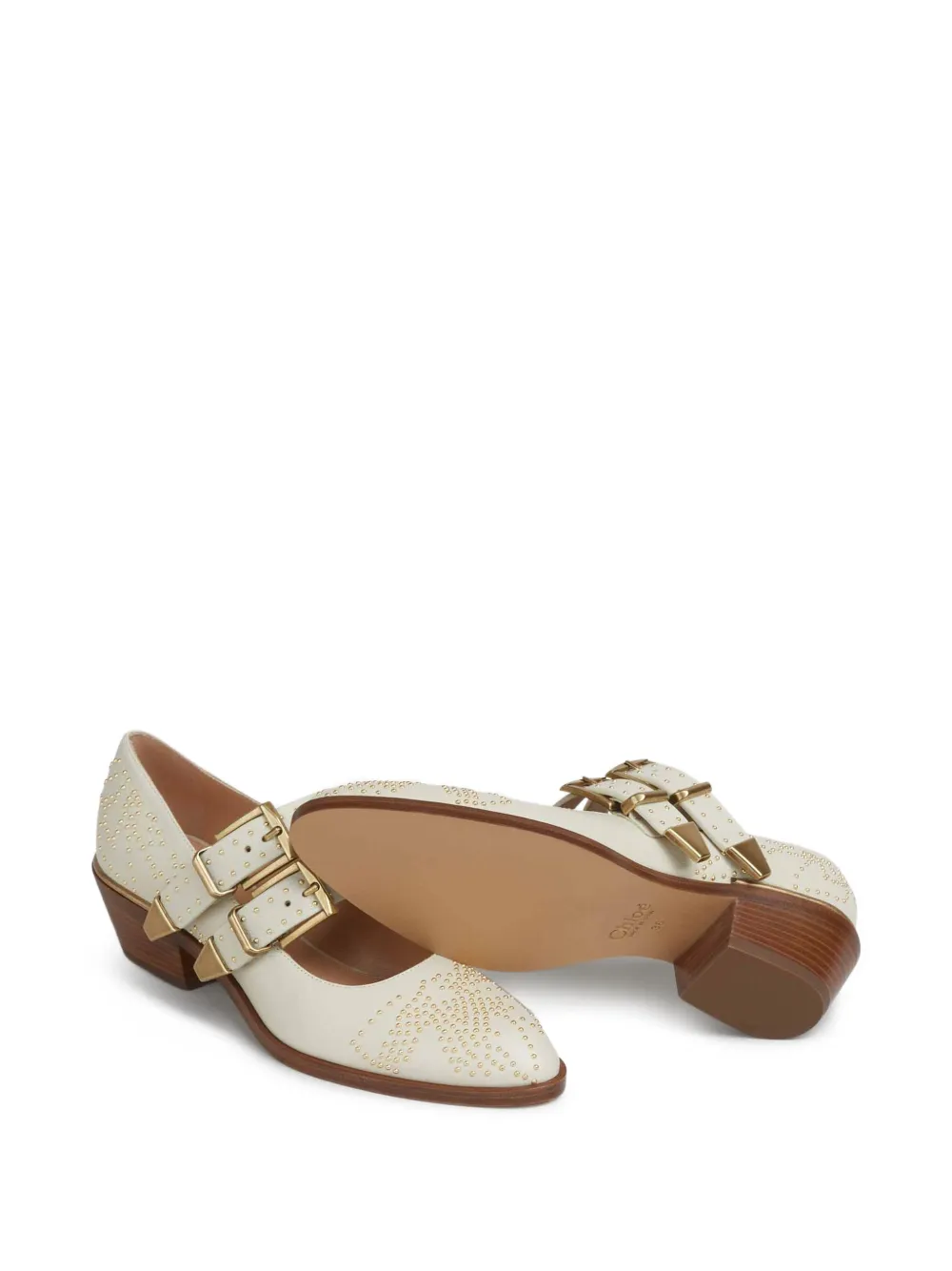 Chloé Susan buckle embellished pumps Beige