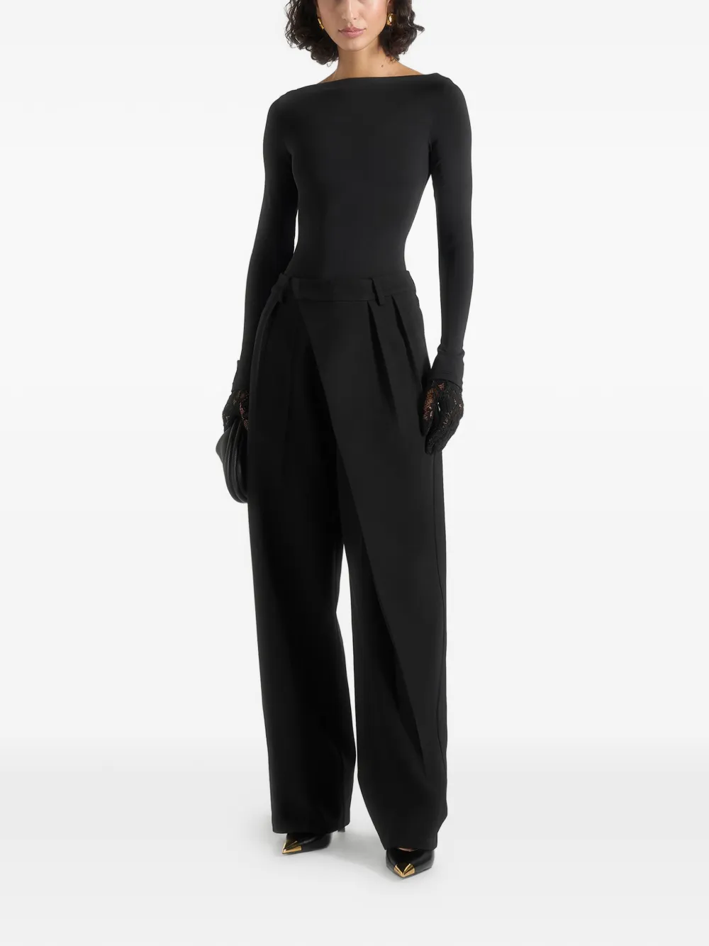 Mani&egrave;re De Voir Colette wrap-front pleated tailored trousers - Zwart