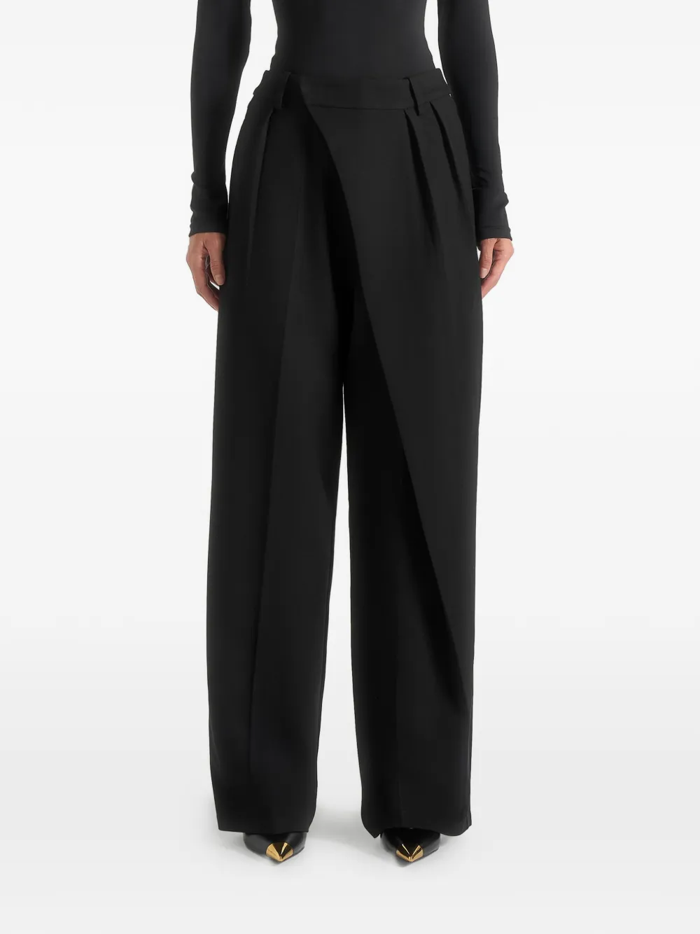 Manière De Voir Colette wrap-front pleated tailored trousers - Schwarz