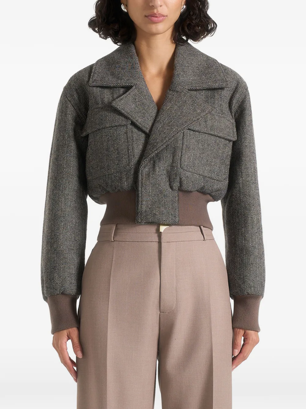 Manière De Voir Cosette herringbone bomber jacket - Grigio