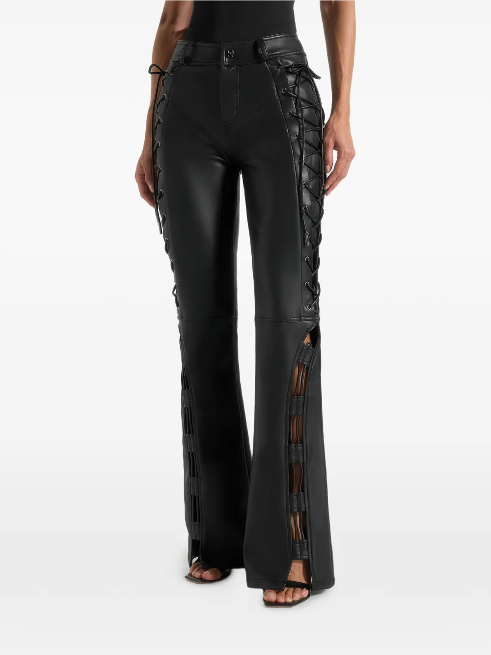 Manière De Voir Ambre lace-up flared trousers - Nero