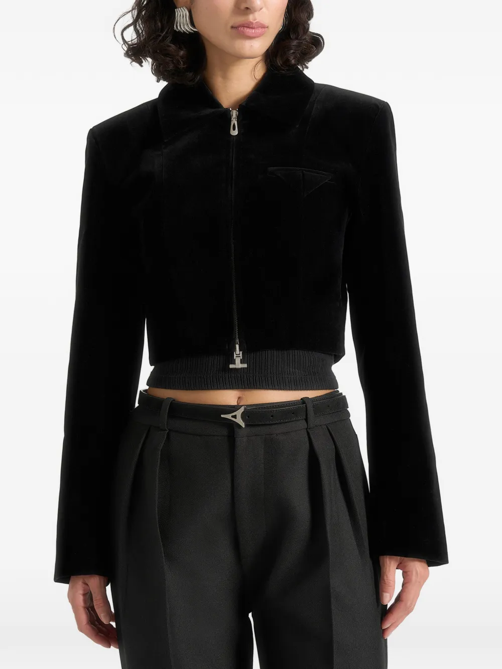 Manière De Voir Adina dual-zip textured cropped jacket - Nero
