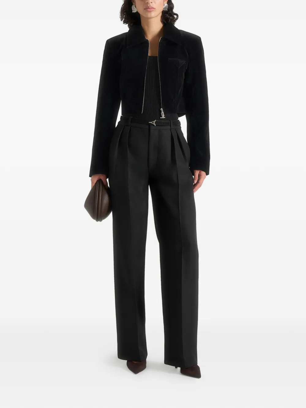 Manière De Voir Adina fluwelen cropped jack Zwart