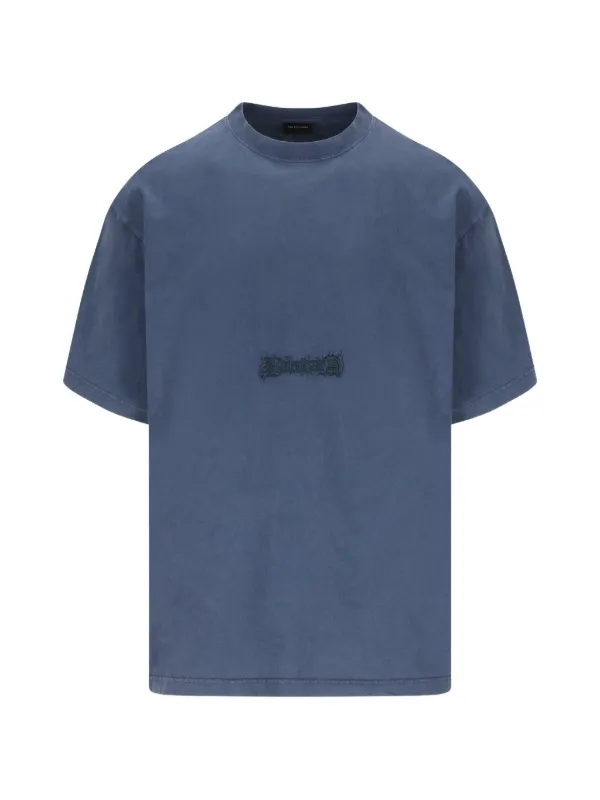 balenciaga ロゴプリント Tシャツ ブルーネイビー系 Balenciaga logo-print Cotton T-shirt | Blue | FARFETCH トップス
