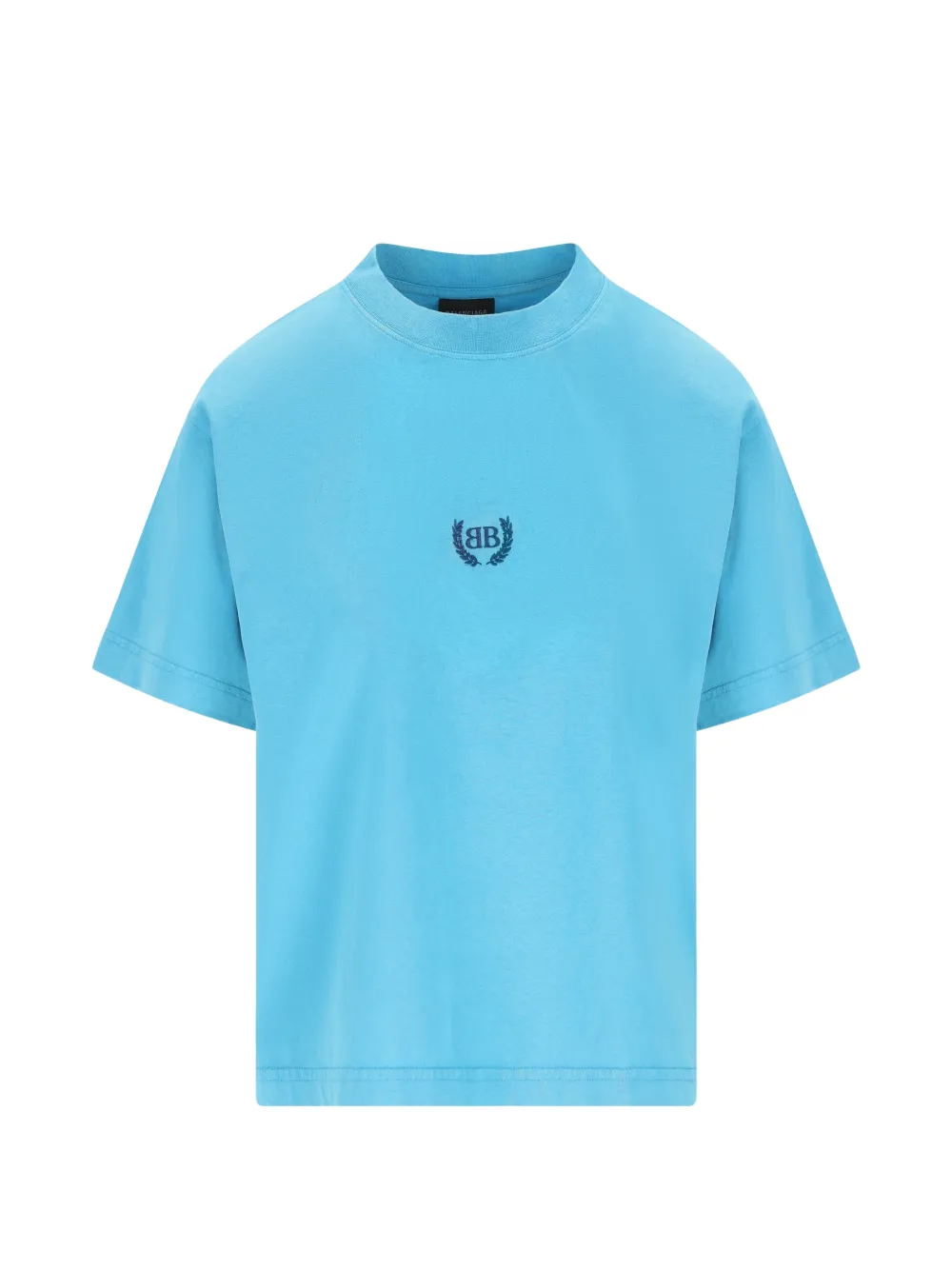 Balenciaga short-sleeve logo-embroidery T-shirt - Blu