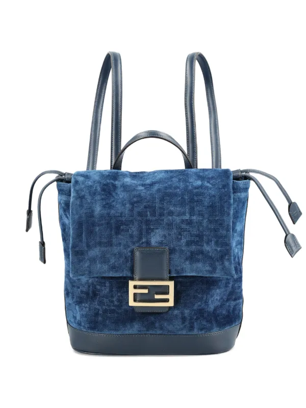 FENDI logo-plaque Backpack | Blue | FARFETCH AO