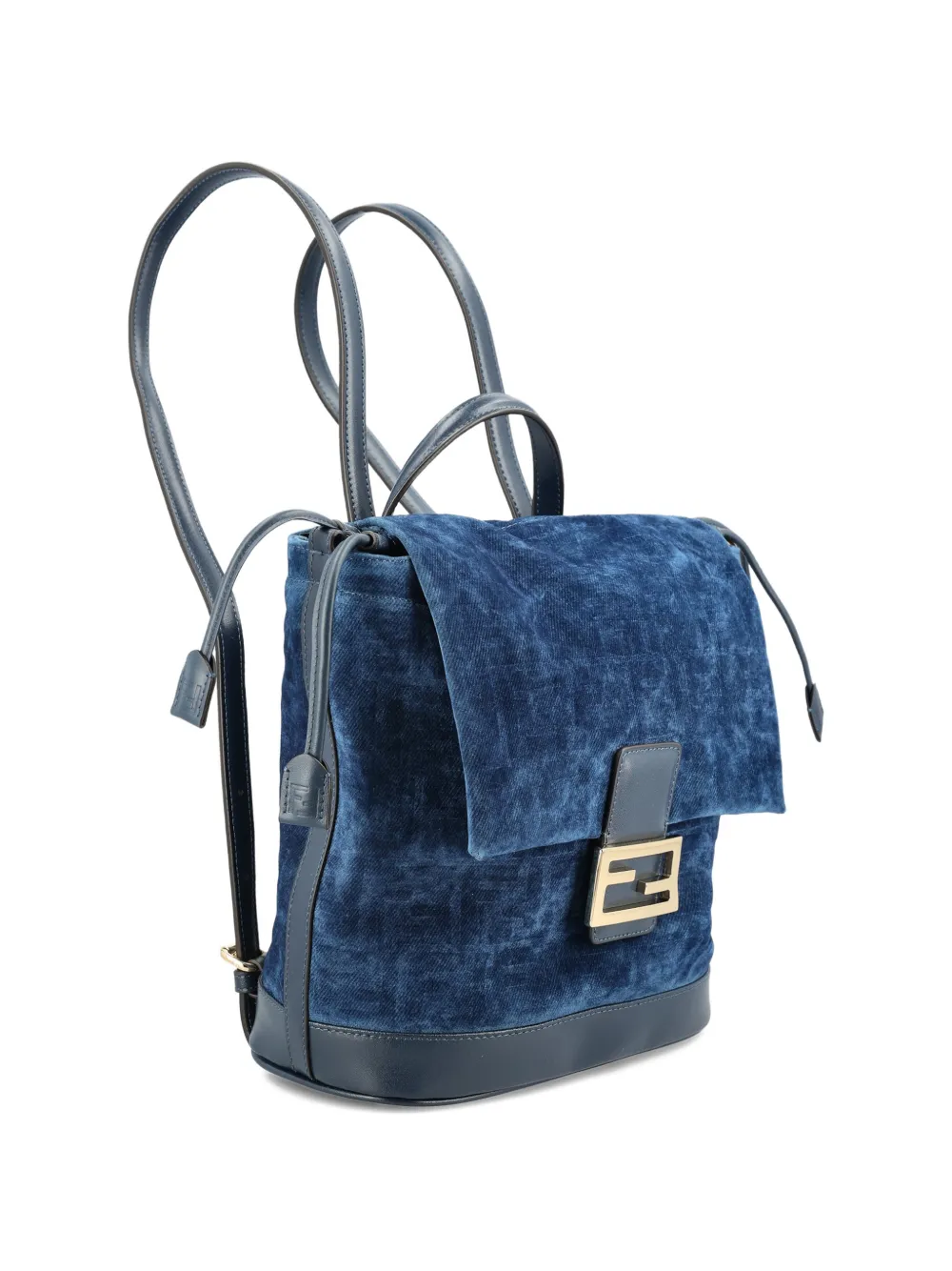  Fendi Logo-plaque Backpack - Blue 