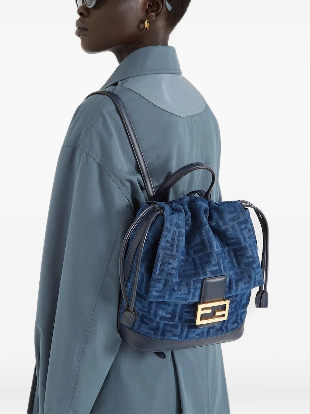 FENDI Rugzak met logoplakkaat Blauw