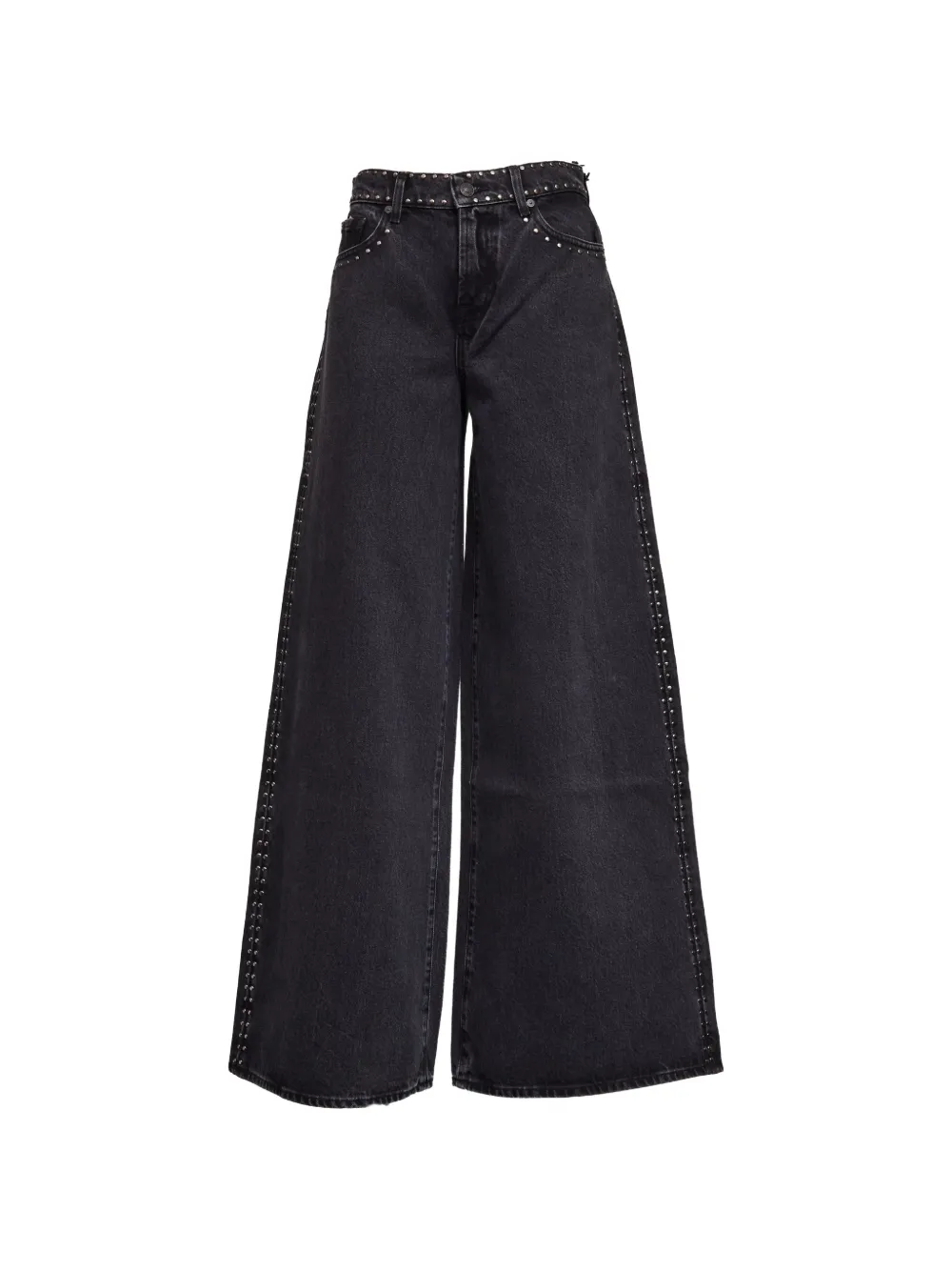 7 For All Mankind studded wide-leg jeans - Nero
