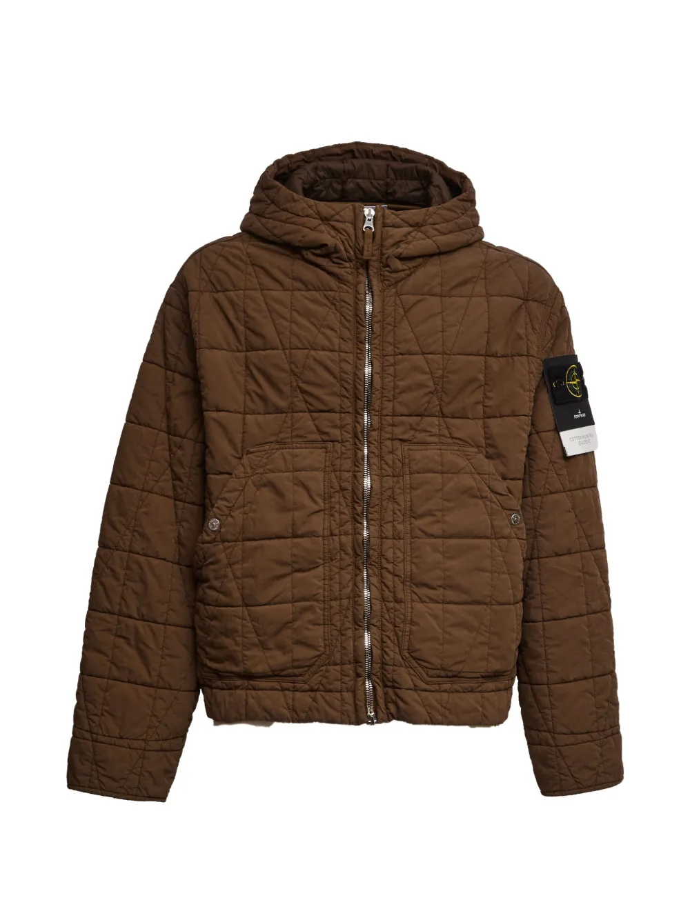 Stone Island hooded quilted jacket - Braun