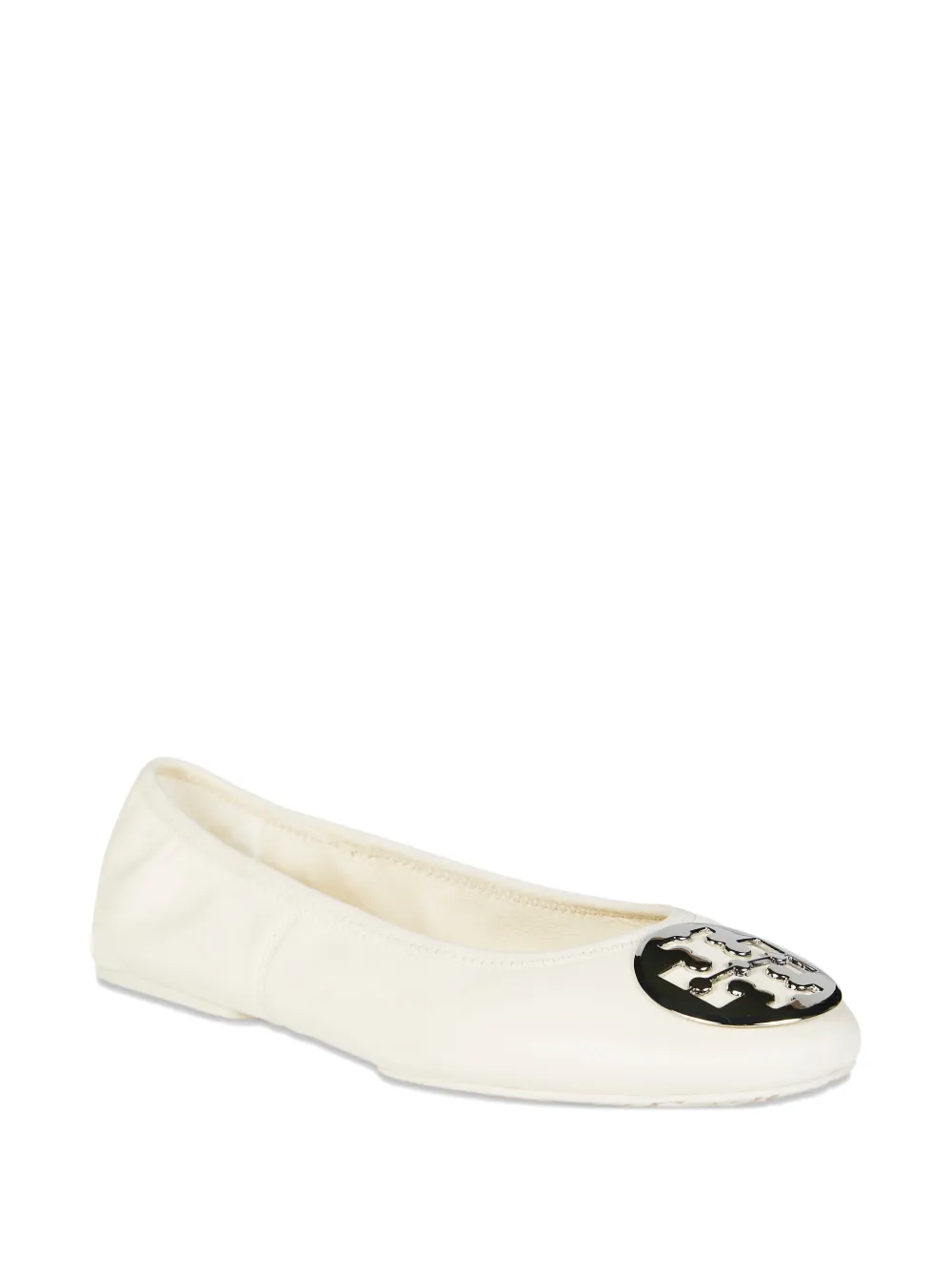 Tory Burch Reva logo-plaque ballet flats Beige