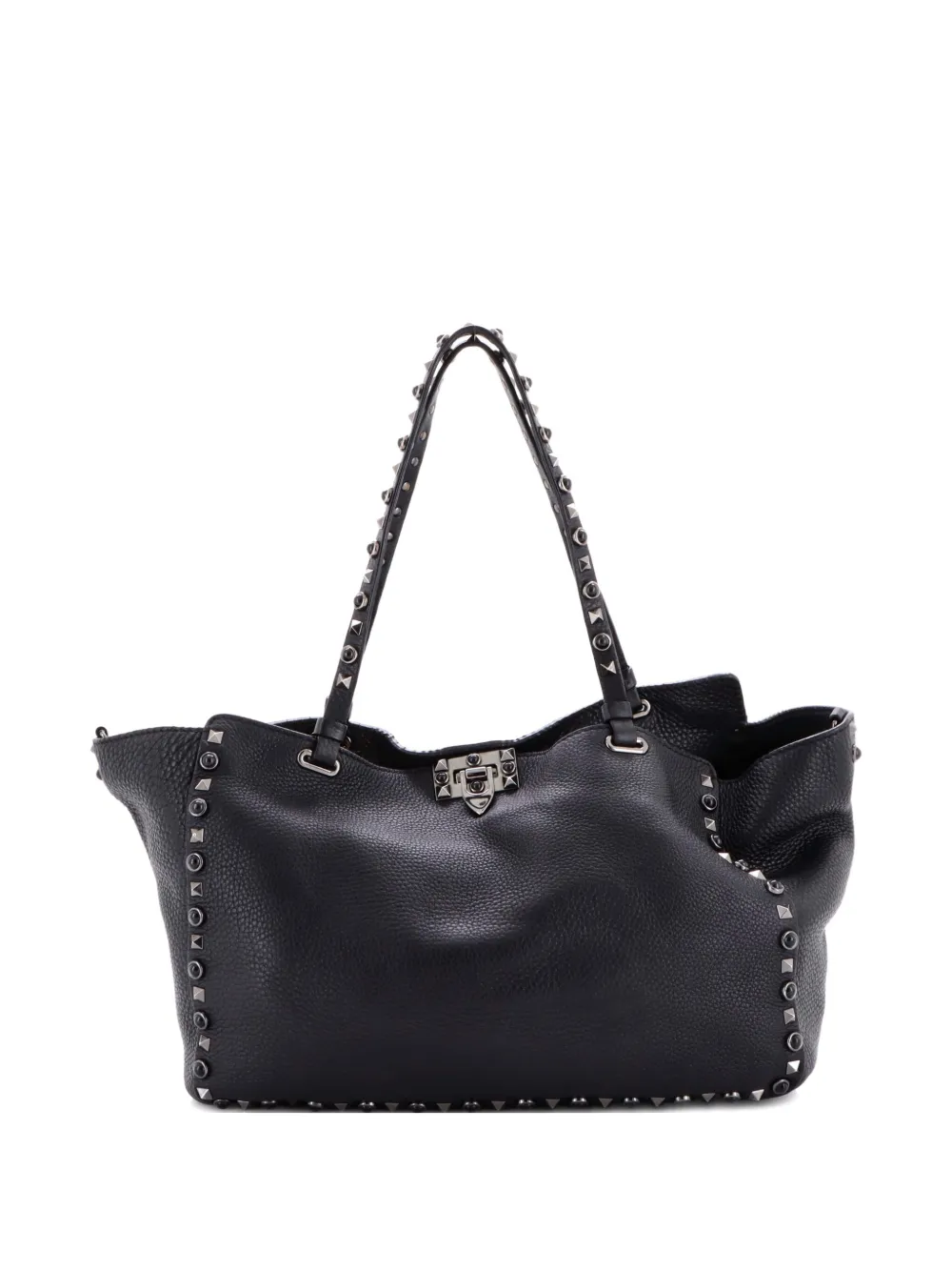 Valentino Garavani Pre-Owned Rockstud Pebbled Leather Medium tote bag - Nero
