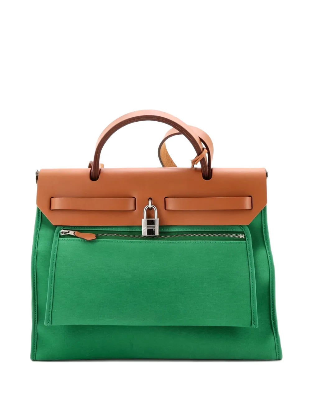 Hermès Pre-Owned Herbag Zip Leather and Toile 31 shoulder bag - Verde