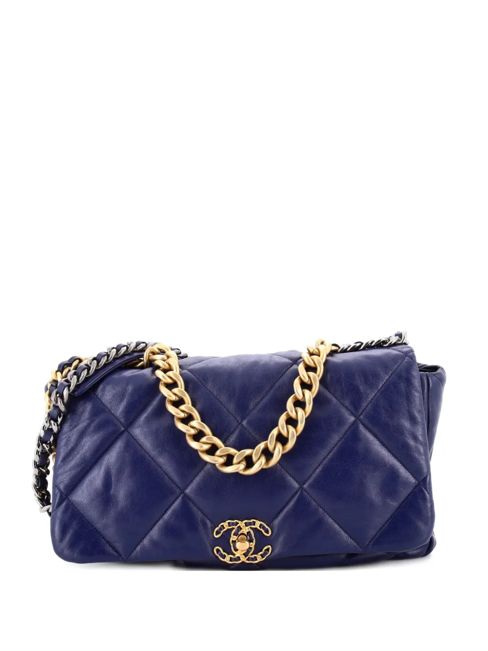 CHANEL Pre-Owned 19 Flap Bag Quilted Leather Maxi crossbody bag - Blu