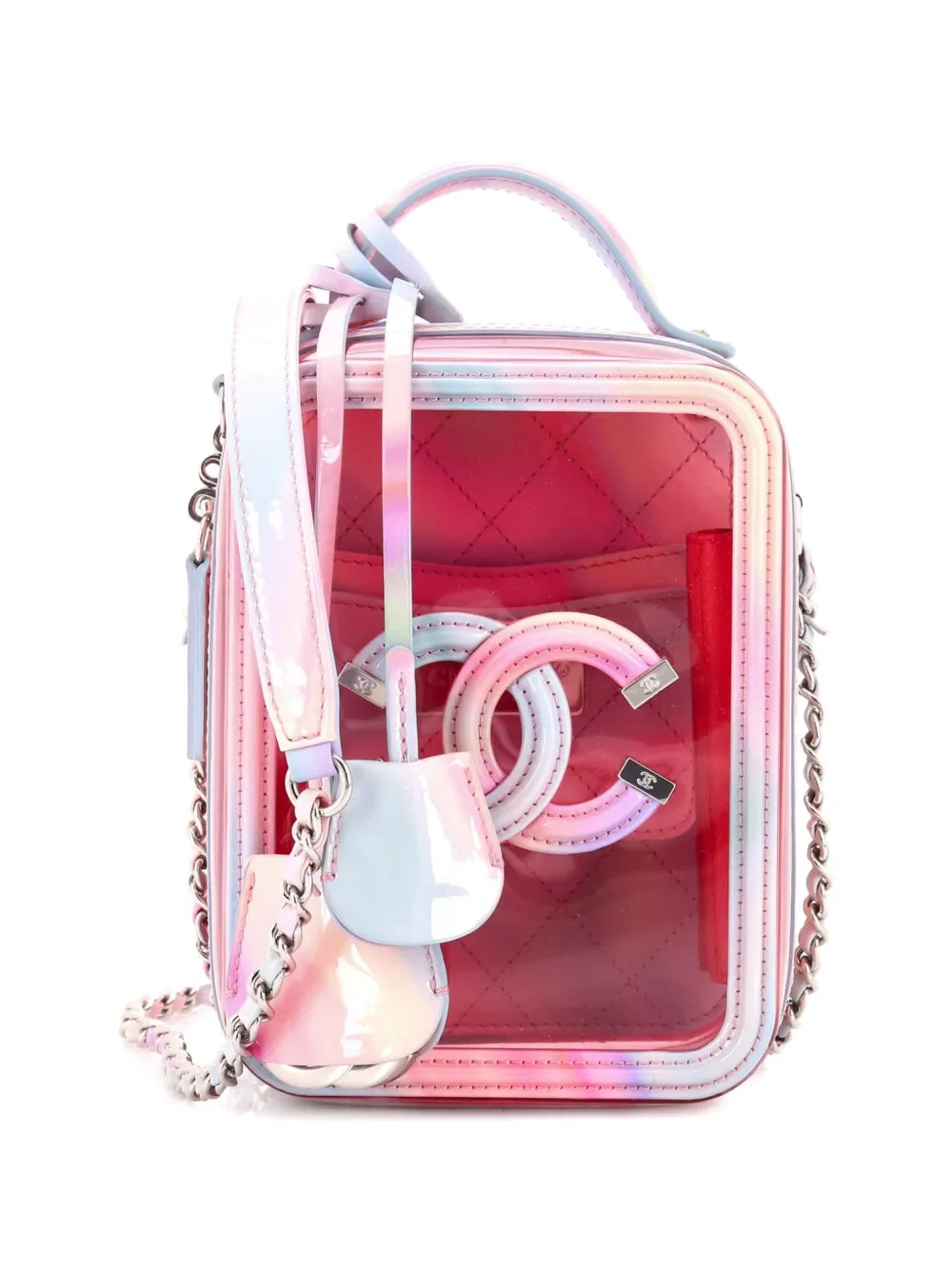 CHANEL Pre-Owned Filigree Vertical Vanity Case PVC with Lambskin crossbody bag - Blu