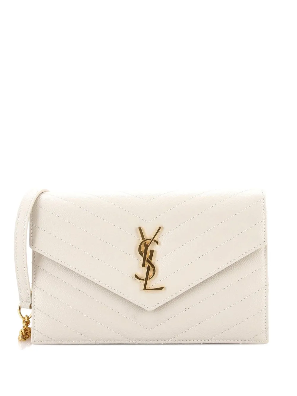 Saint Laurent Pre-Owned Classic Monogram Wallet on Chain Matelasse Chevron Leather Small crossbody bag - Toni neutri