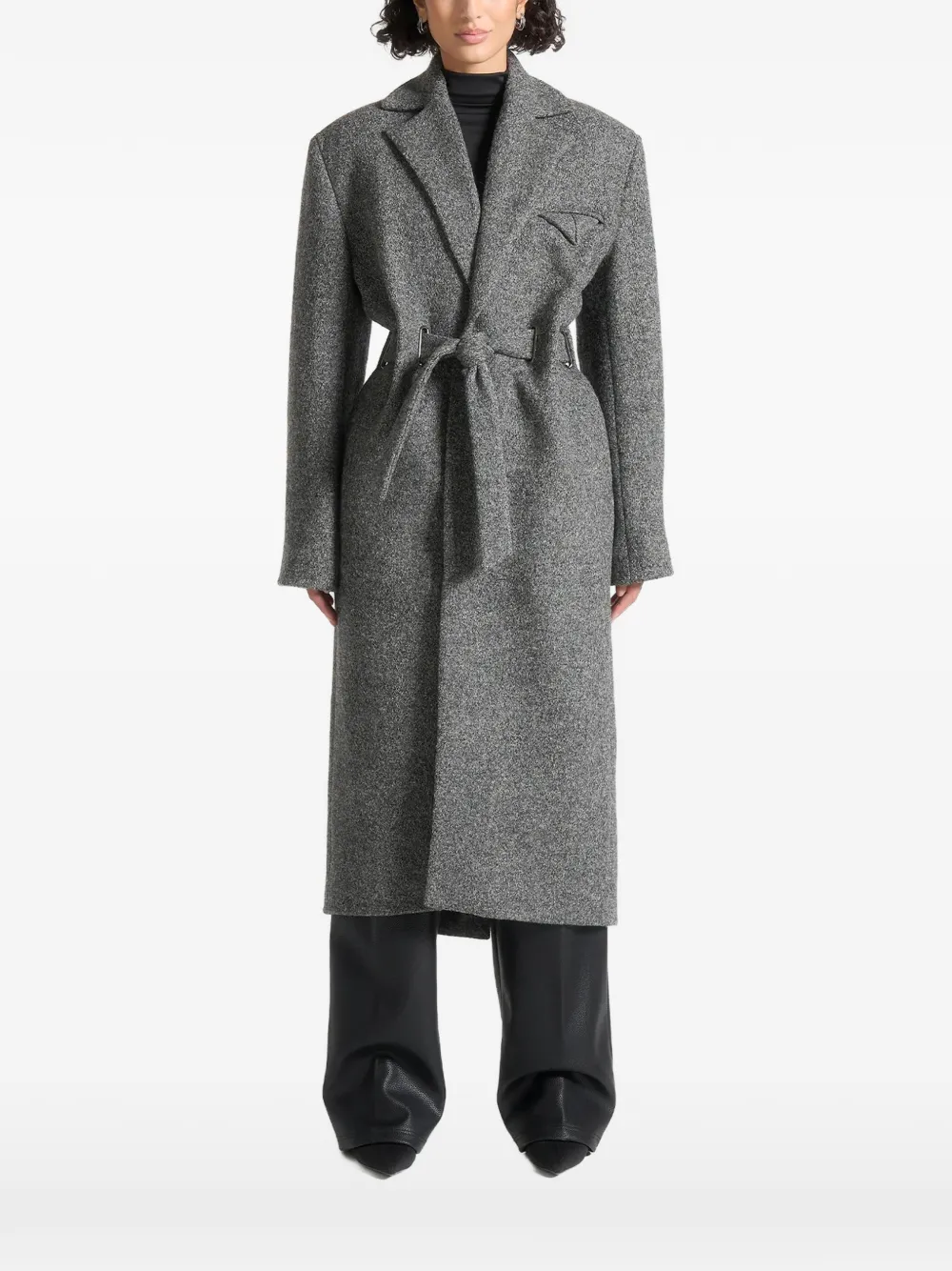 Manière De Voir Jena cinch-belt wide-shoulder coat - Grigio