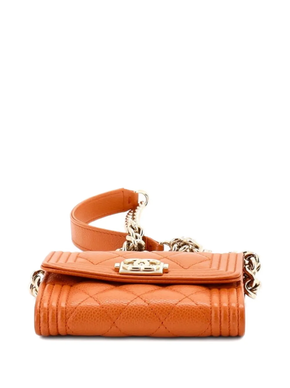 Boy Flap Card Holder On Chain Quilted Caviar Clutch Bag