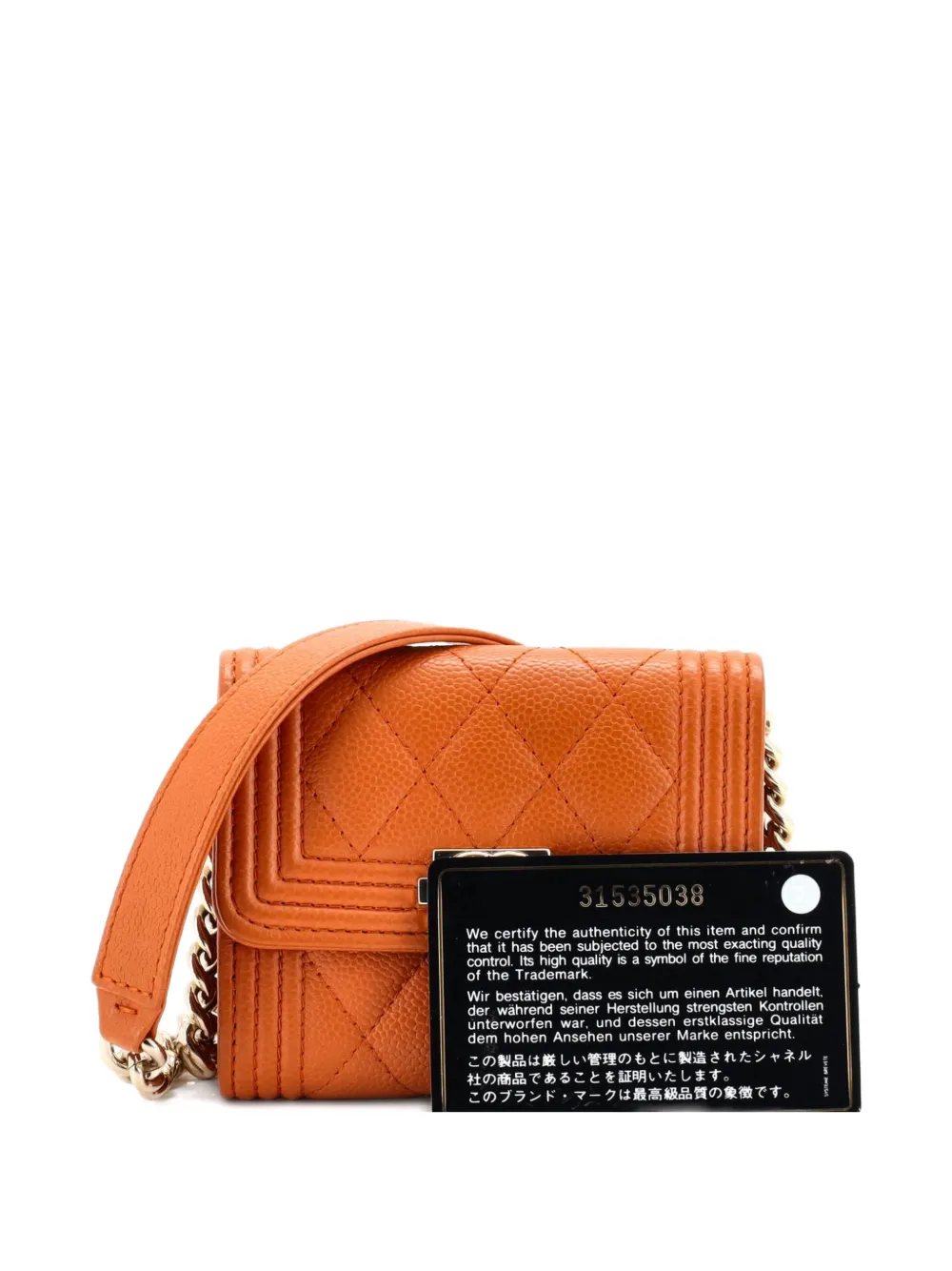 Boy Flap Card Holder On Chain Quilted Caviar Clutch Bag