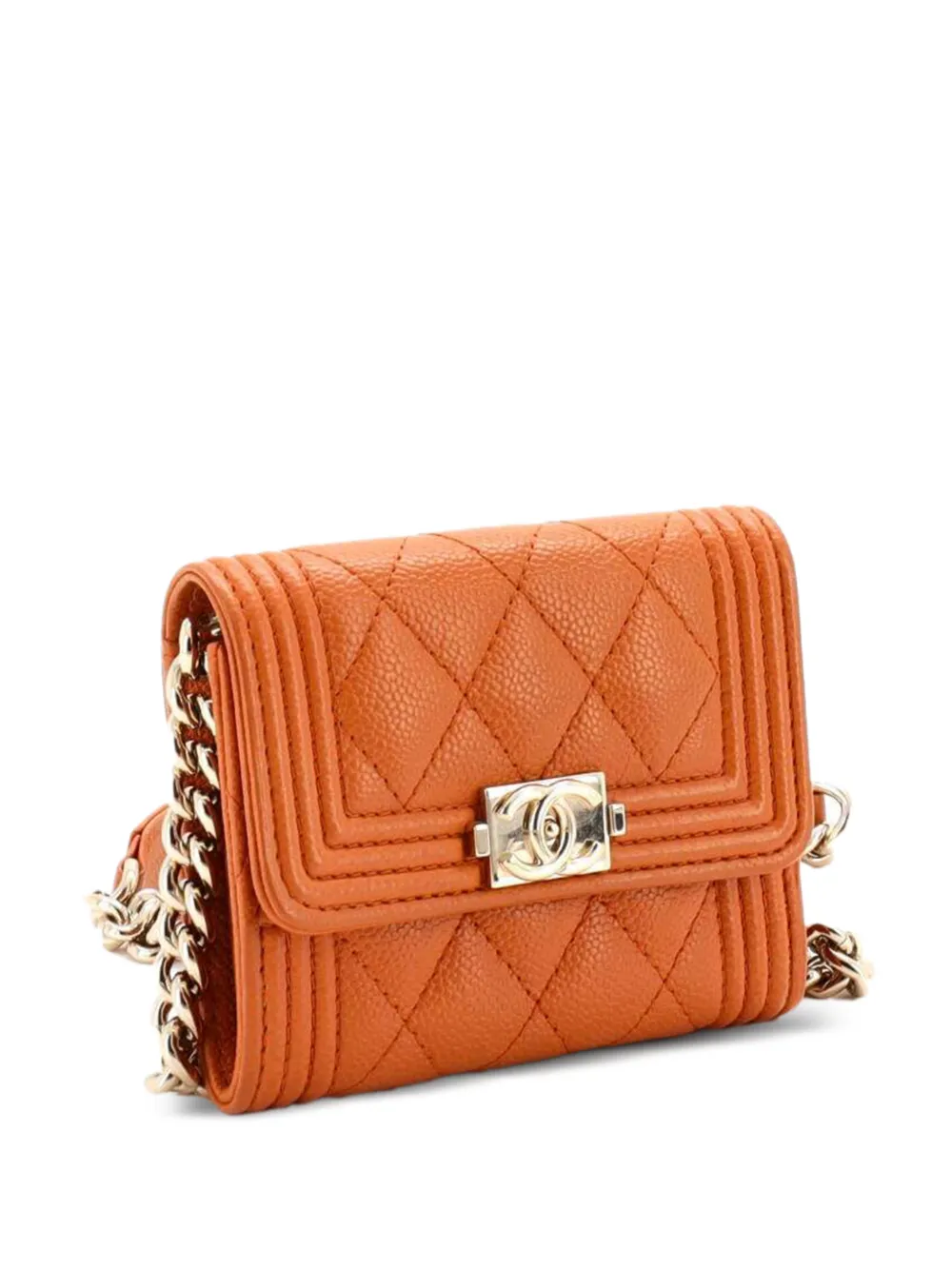 Boy Flap Card Holder On Chain Quilted Caviar Clutch Bag