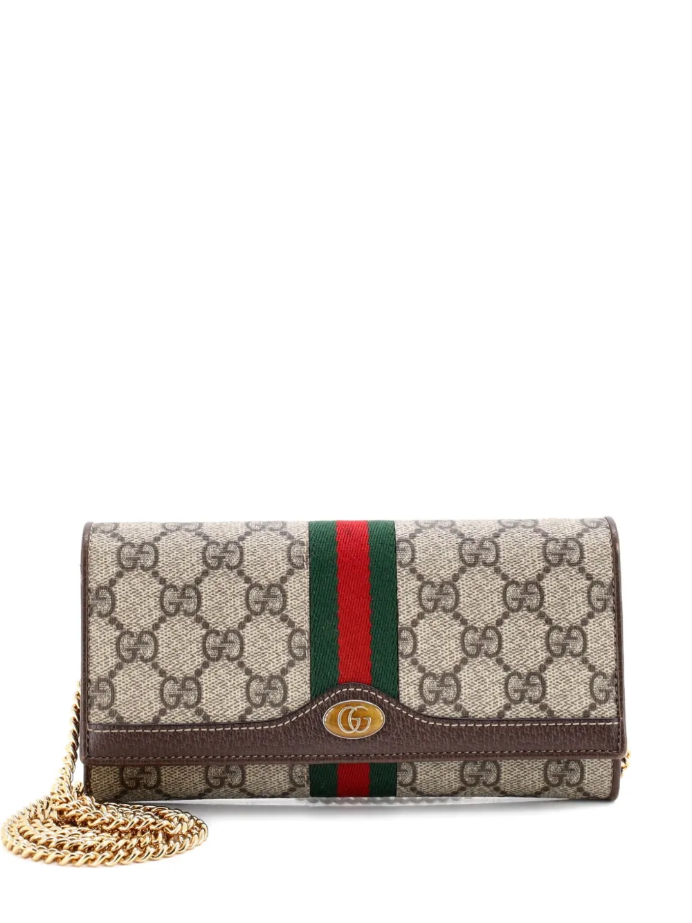 Gucci Pre-Owned Ophidia Chain Wallet GG Coated Canvas crossbody bag - Marrone
