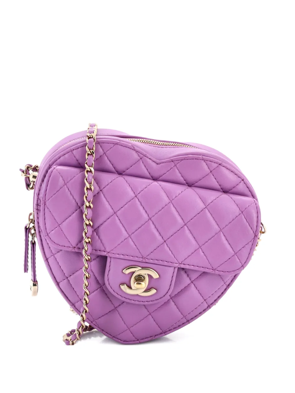 CHANEL Pre-Owned CC in Love Heart Bag Quilted Lambskin crossbody bag - Viola