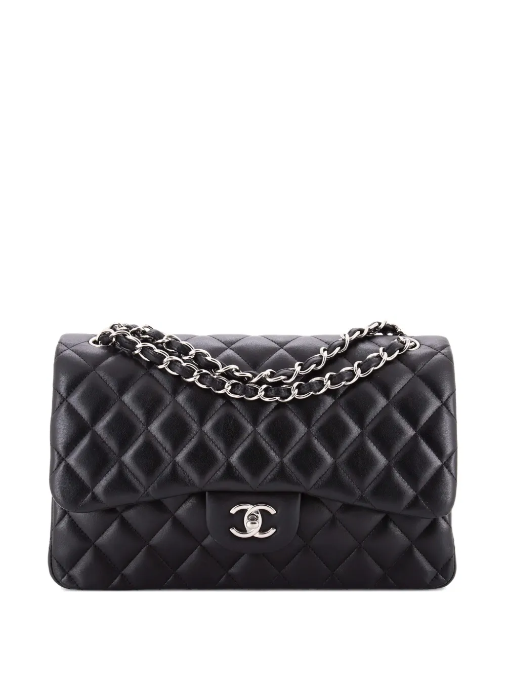 CHANEL Pre-Owned Classic Double Flap Bag Quilted Lambskin Jumbo shoulder bag - Nero