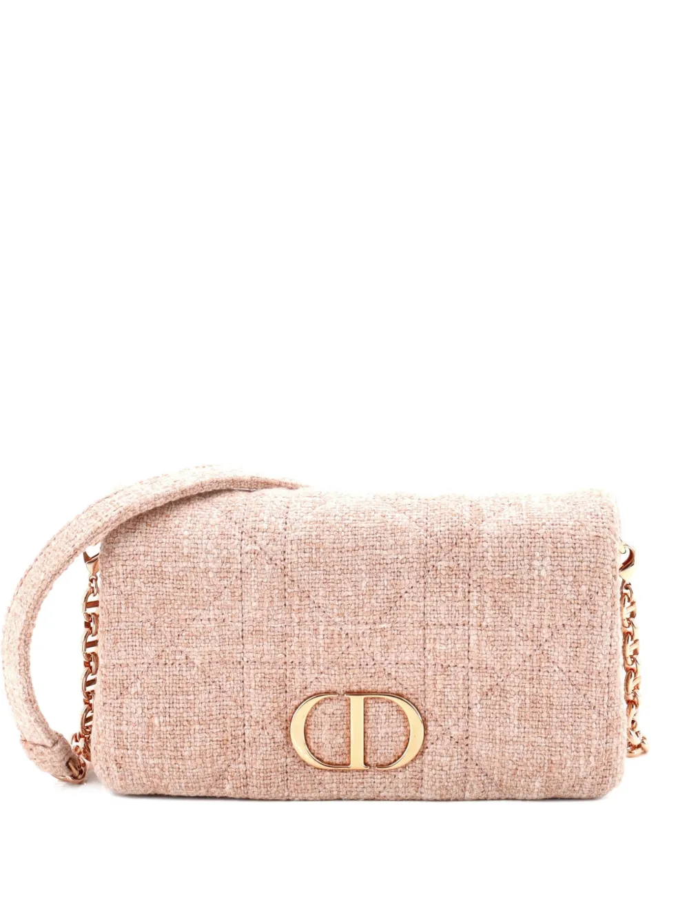 Christian Dior Pre-Owned Caro Bag Macrocannage Quilt Linen Small shoulder bag - Rosa